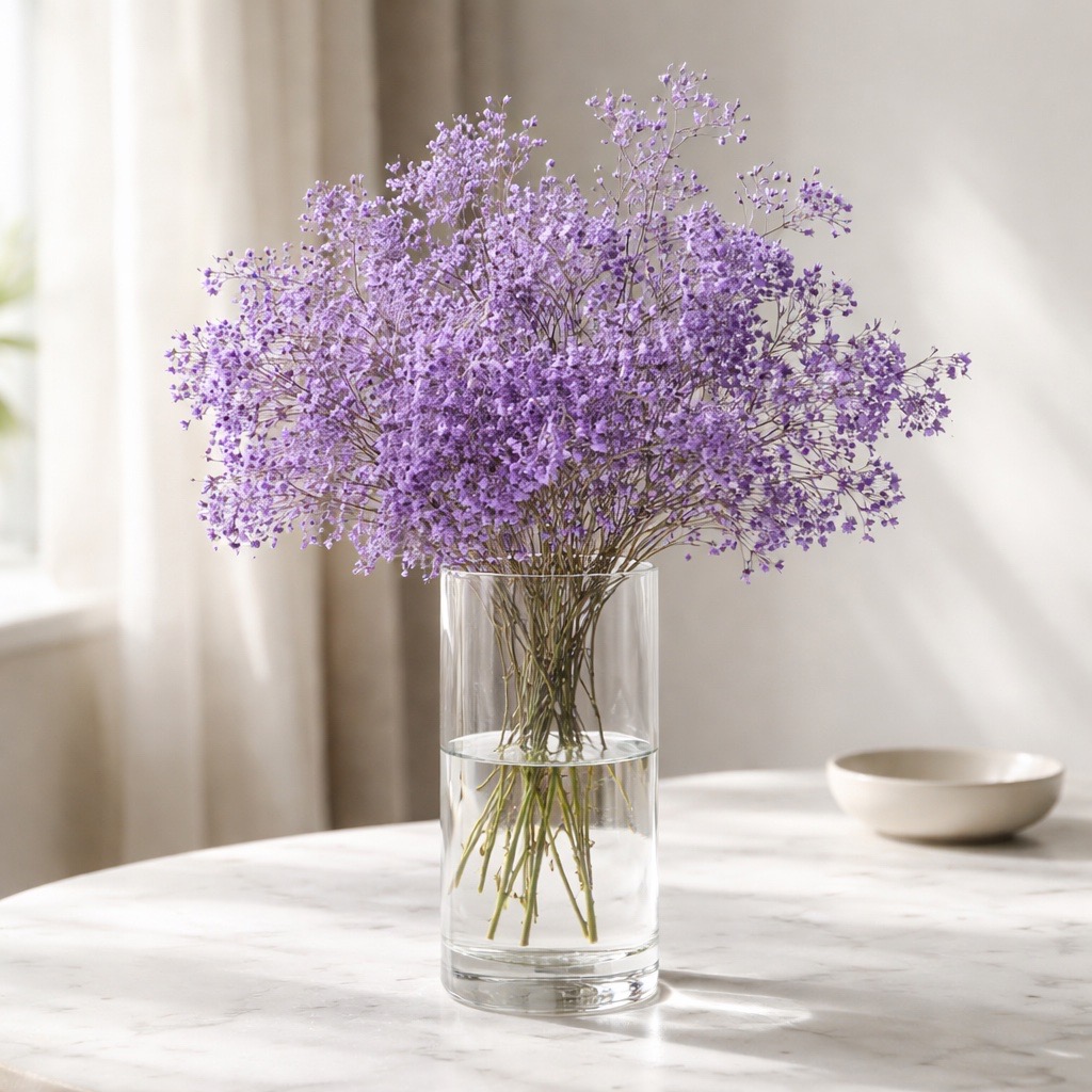 5 Stiele Schleierkraut in Milka gefärbt