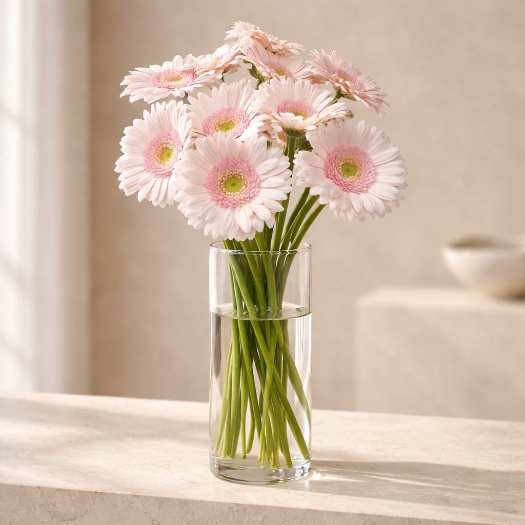 10 Mini Gerbera Bridal Kimsey -Hell Rosa
