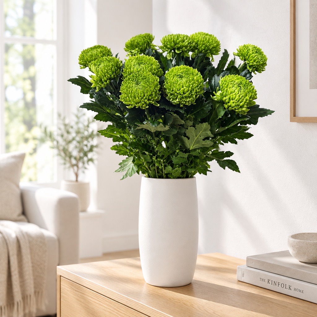 10 Deko Chrysanthemen  Anastasia Green (Grün)