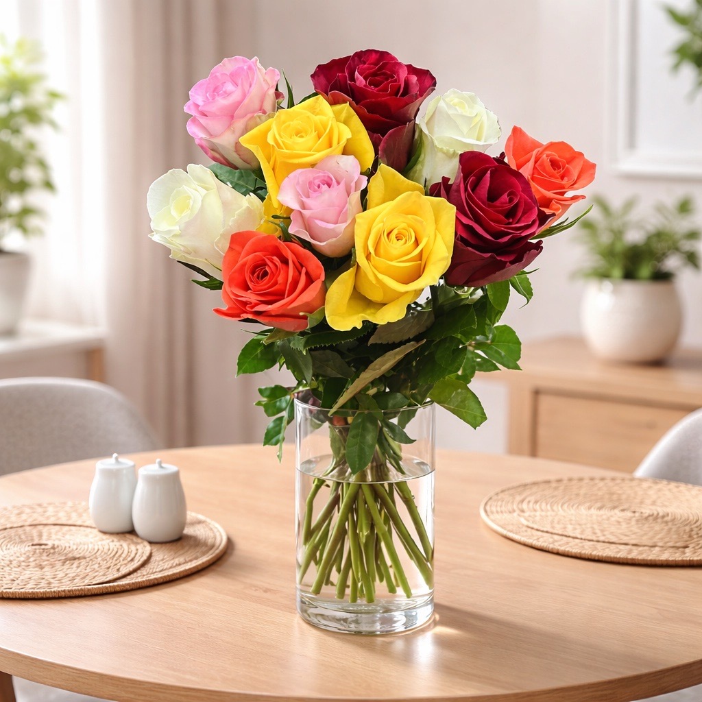 10 Rosen im Bund gemischt