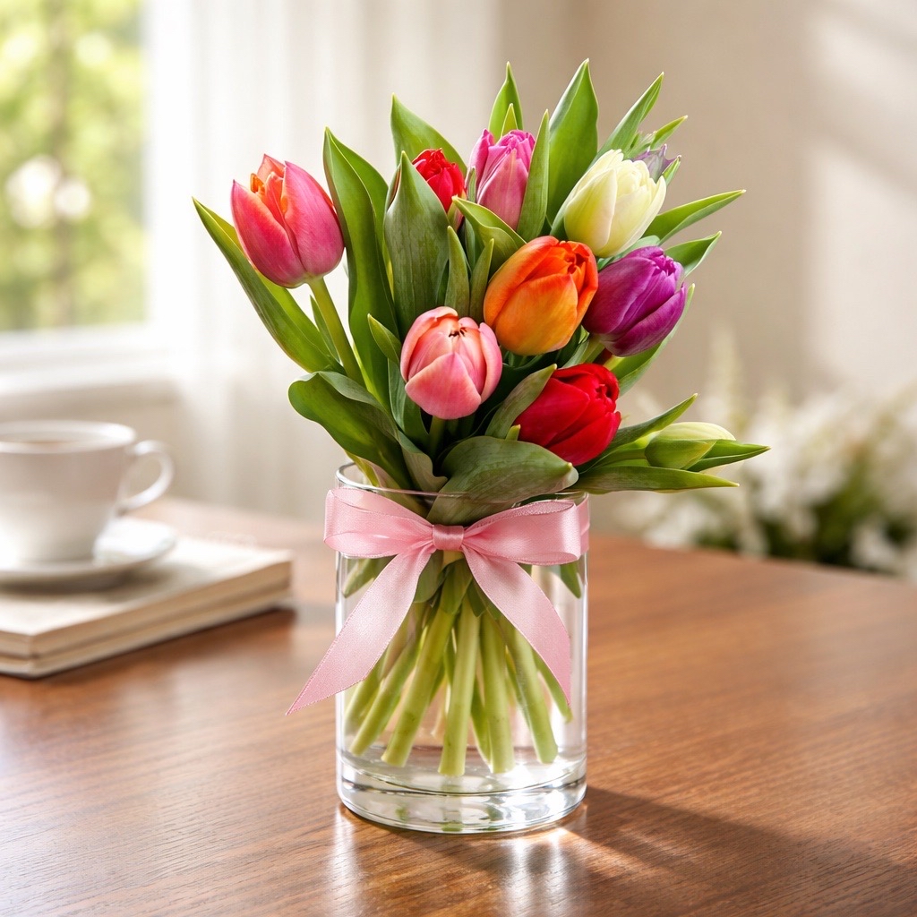 10 gefüllte Tulpen gemischt im Bund