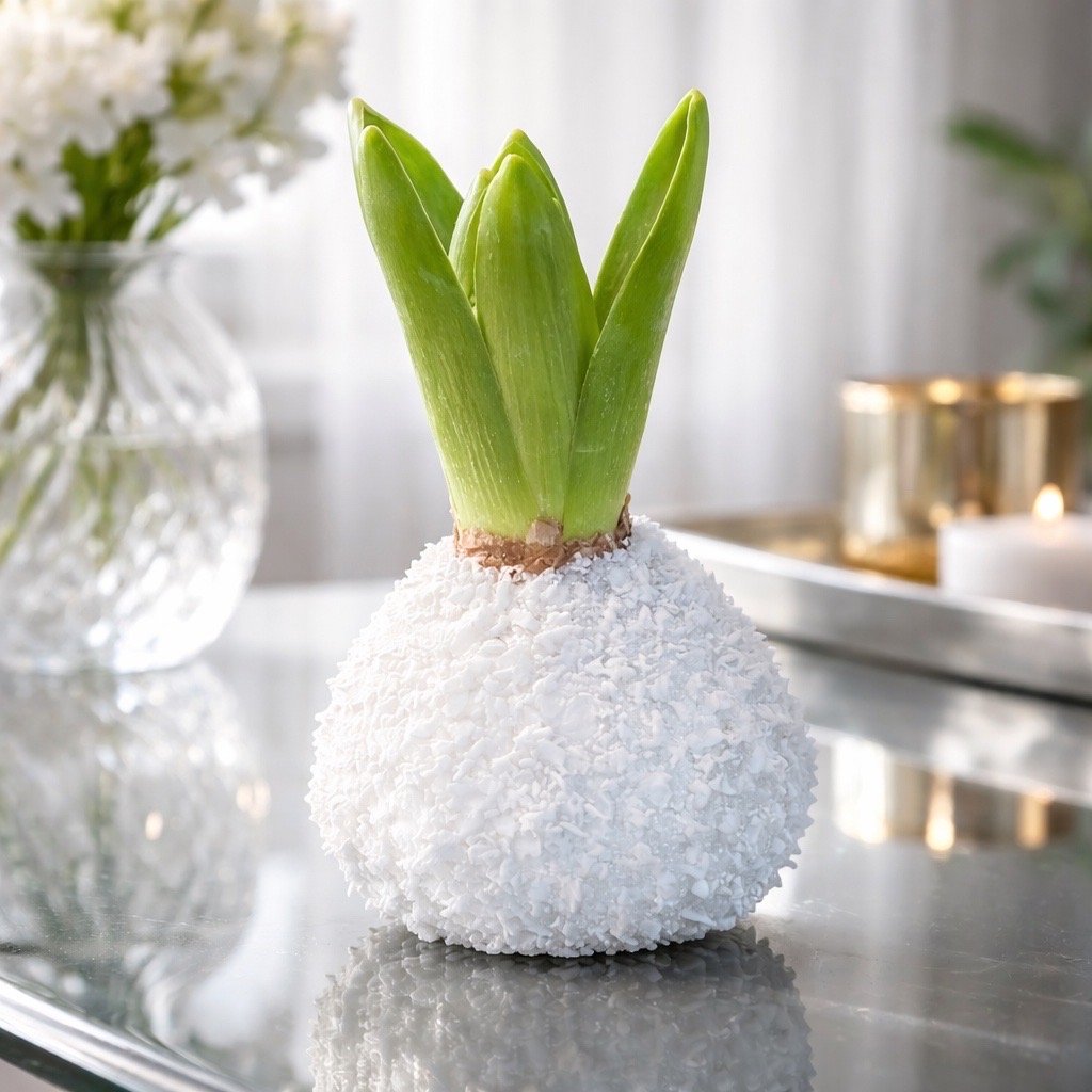 Gewachste Hyazinthenknolle – Weiß mit Streuseln