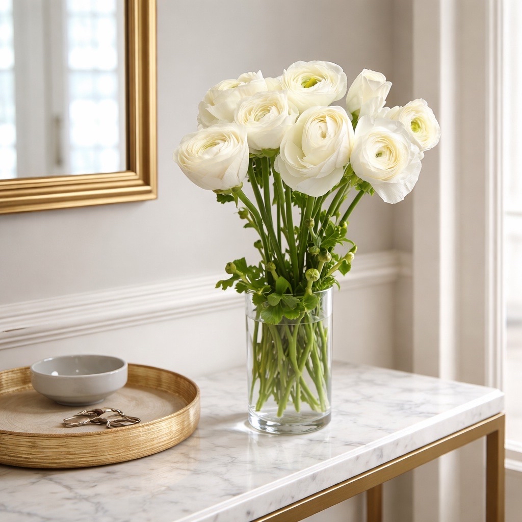 10 Ranunkeln Elegance Weiß