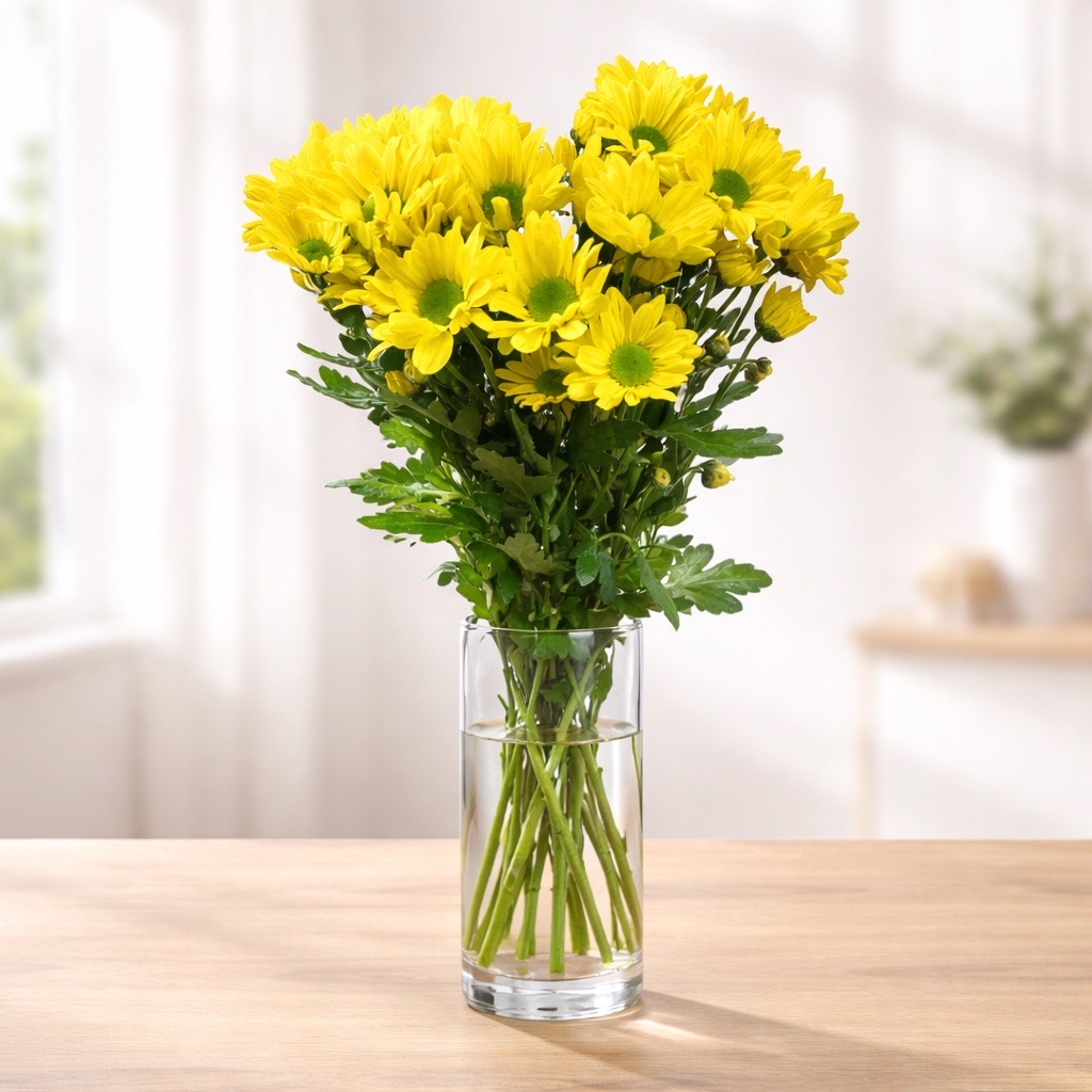 5 Chrysanthemen Bacardi Sunny (Gelb, 60–70 cm)
