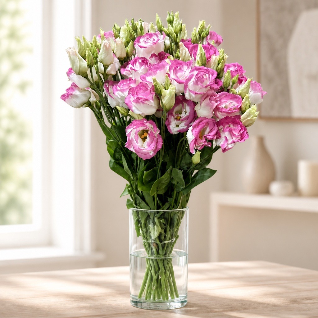10 Eustoma Piccolo Hot Lips (Weiß-Pink)