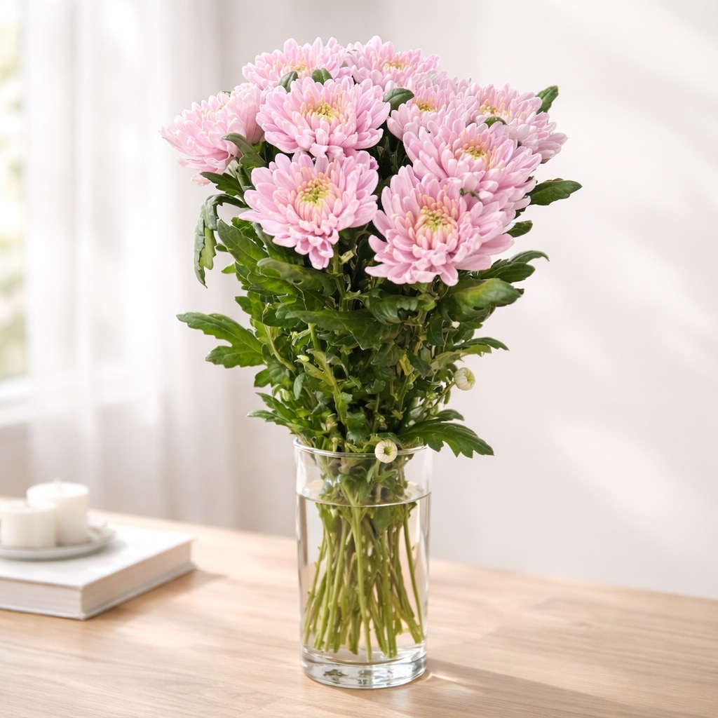 10 Deko Chrysanthemen Rossano (Rosa)