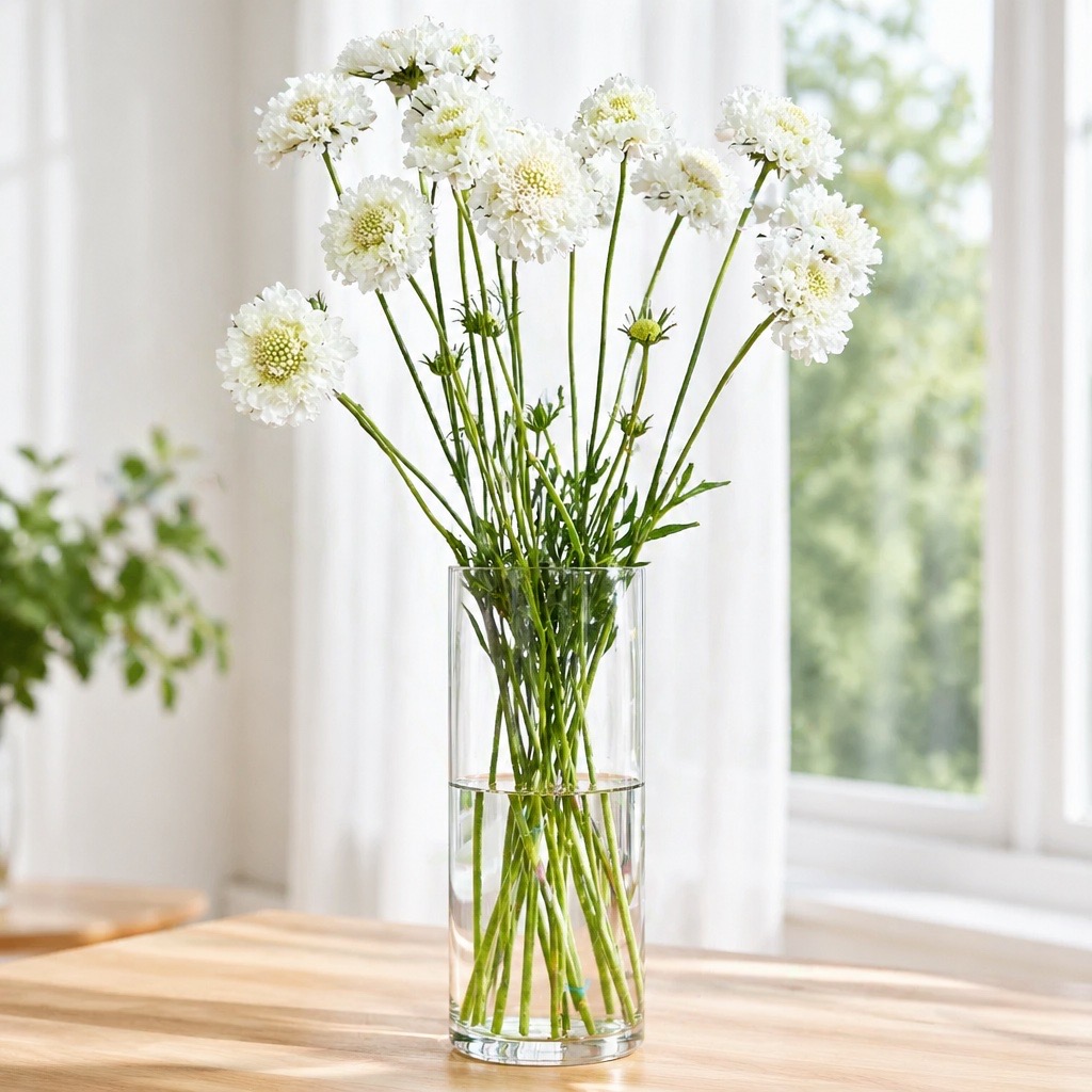 10 Stiele Scabiosa Weiß