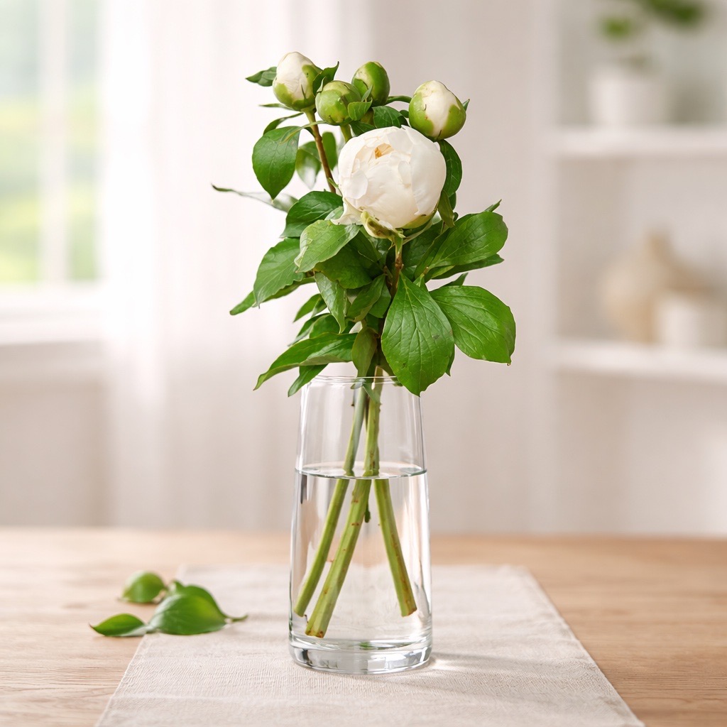 5 Pfingstrosen Duchesse de Nemours  (Weiß)