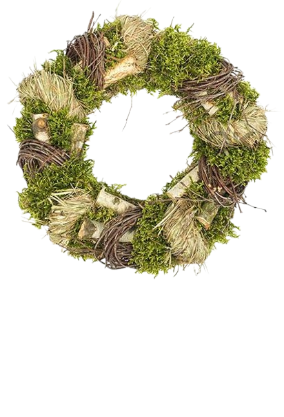 Dekokranz aus Birkenholz und Moos Dekokranz aus Birkenholz und Moos