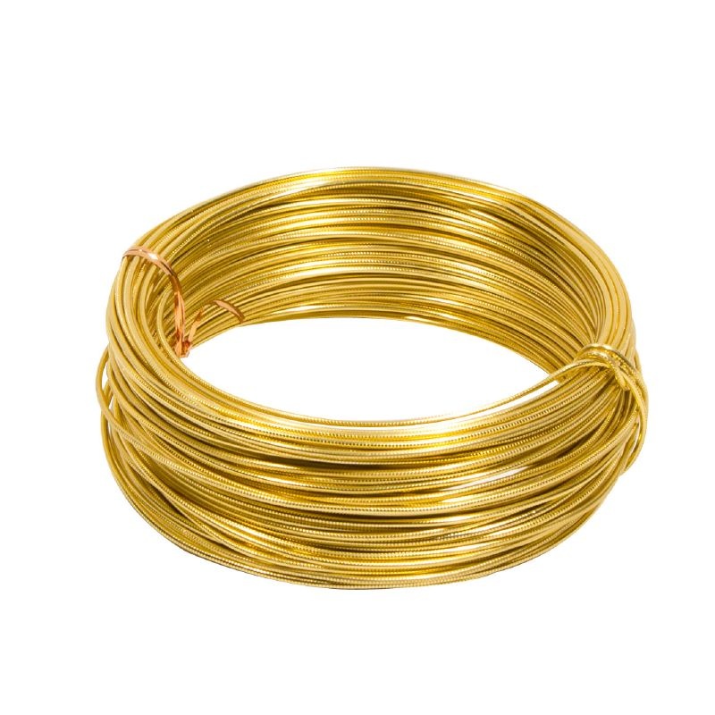 Runddraht aus Aluminium, 30 m x 2 mm Ø, Hell-Gold