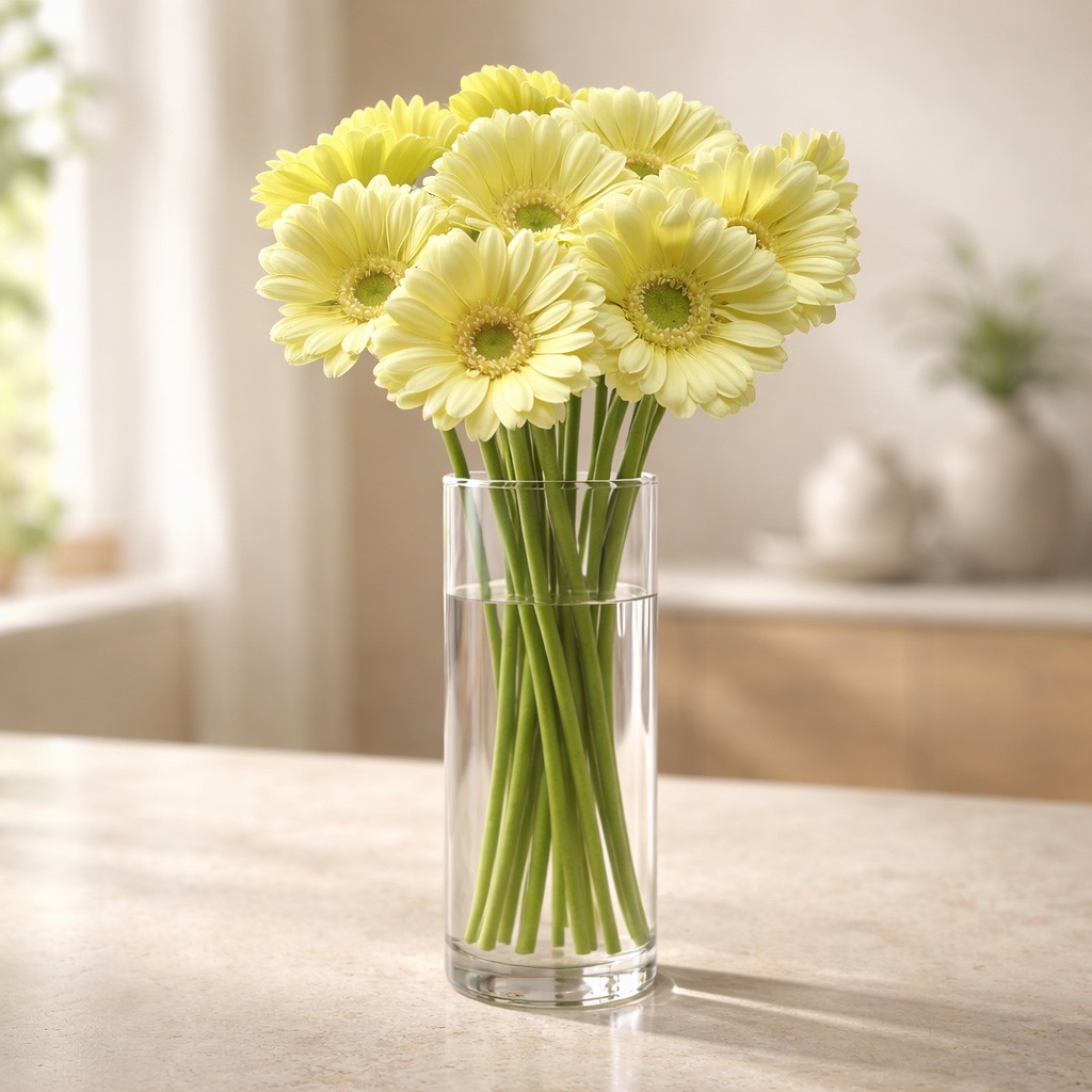 10 Mini Gerbera Lemon Ice (Zitrone)