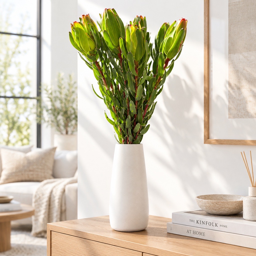Leucadendron 'Safari Goldstrike' – 10 Stiele, grün, 40 cm